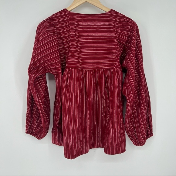 Madewell Swingy Peasant Top in Metallic Stripe Red - Picture 10 of 10
